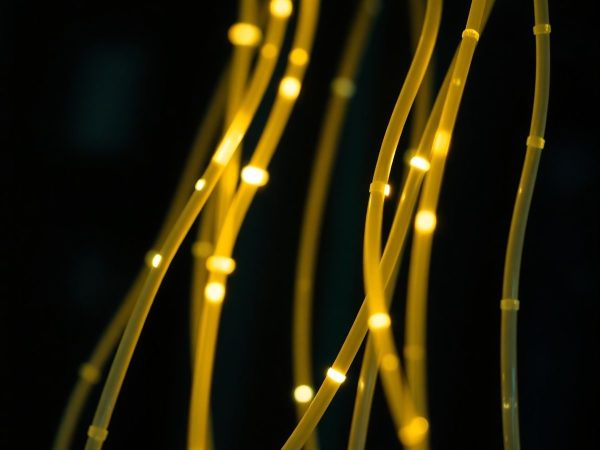 Conexiuni rapide de rețea cu fibre optice strălucitoare.